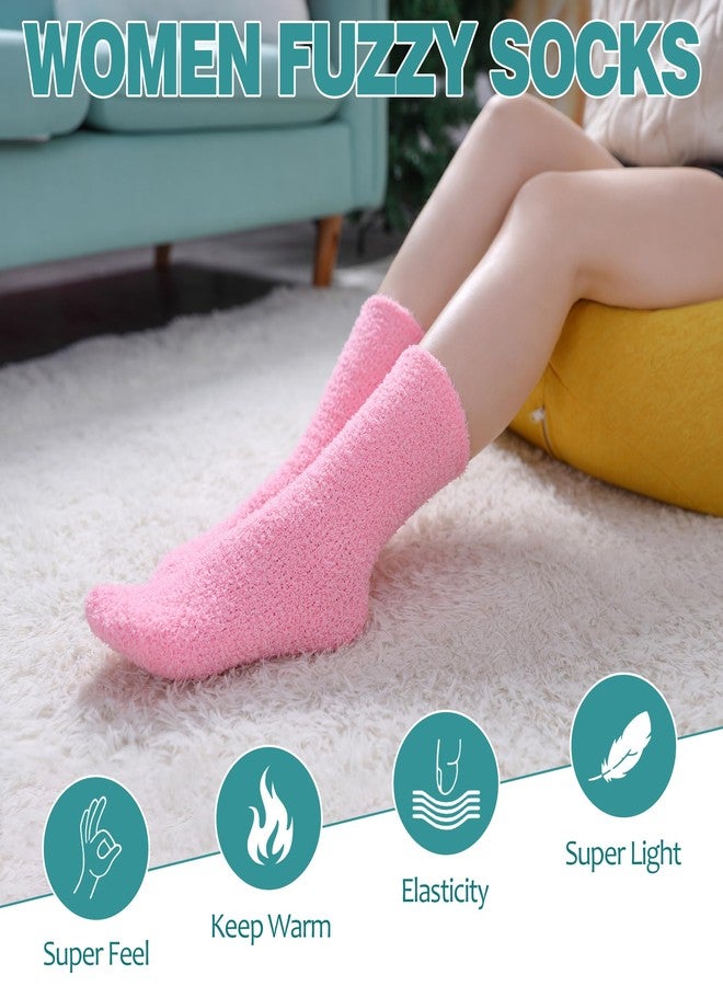 POEATEZO Womens Fuzzy Socks Cozy Fluffy Winter Cabin Slipper Warm Soft Microfiber Plush Home Sleeping Socks (5 Pairs Mixed color B) - Image 4